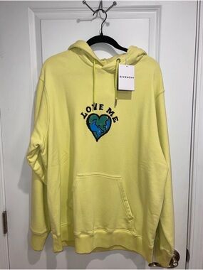 Givenchy Yellow 'Love Me' Heart Graphic Hoodie